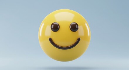 Fototapeta premium Yellow smiley face with brown eyes and mouth