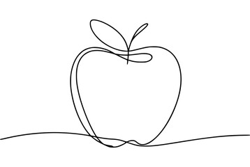 Minimalist continuous line art of an apple