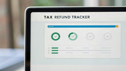 Tax refund tracker interface displaying progress indicators and details, emphasizing financial management and organization.