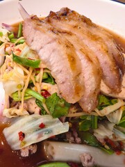 Grilled Pork with Spicy Salad and Vegetables