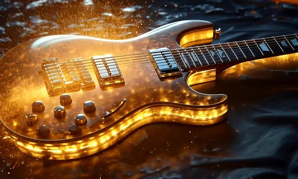 Fiery electric guitar