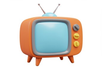 3D Illustration of Retro cartoon television set isolated on white background