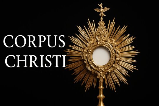 Illustration of the feast of Corpus Christi with a monstrance.