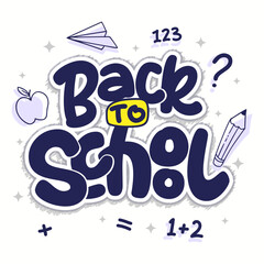 Back to school typography with white isolated background vector illustration