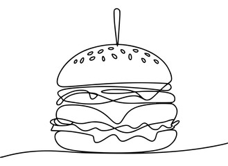 Minimalist line art illustration of a hamburger