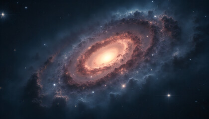 space background with spiral galaxy and stars