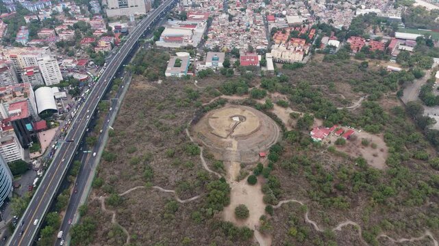 Cuicuilco Archaeological Site from Above, CDMX