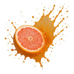orange and water splash isolated isolated on transparent or white background png
