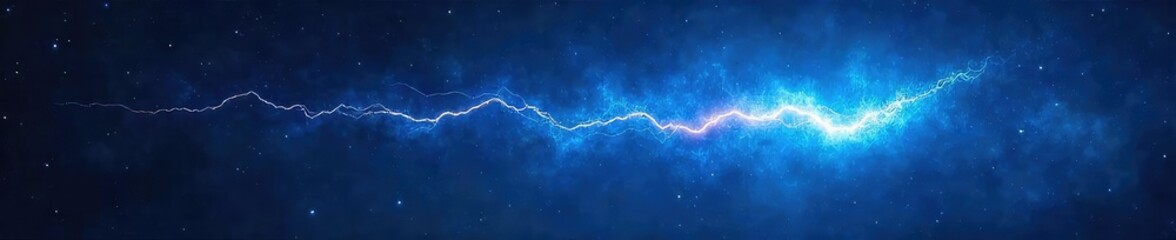 Spectacular view of a comet streaking across the night sky, its ion tail illuminated with vibrant, electric-blue lightning ,  nebula,  nature,  vibrant