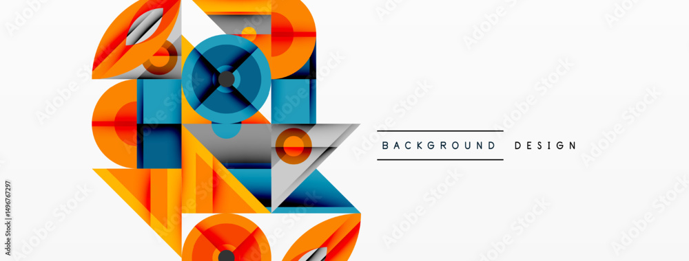 Aufkleber abstract geometric shapes, vibrant colors, modern design. clean lines, overlapping forms create dyna