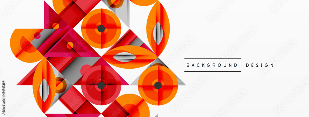 Aufkleber Abstract geometric shapes, orange, red hues. Modern design elements create dynamic visual composition. Clean lines, simple forms.