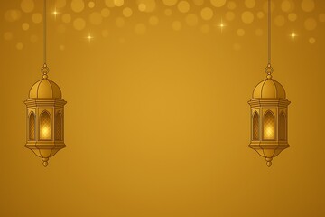 Golden Ramadan Lanterns Hanging Festive Background
