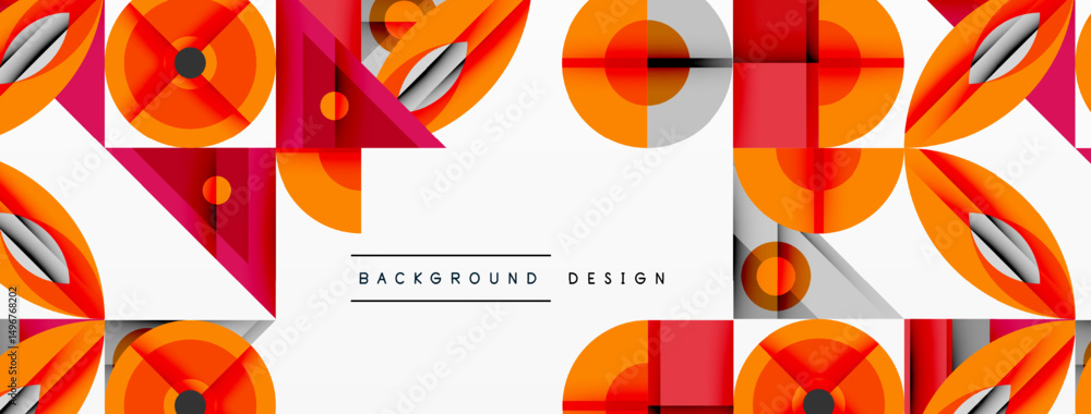 Poster abstract geometric pattern. orange, red, gray shapes repeat. modern design with clean lines, suitabl