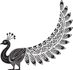 Fototapeta premium Elegant Peacock Silhouette Set