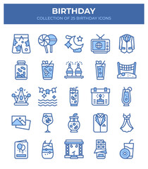 Birthday Icons Collection. 25 Festive Party Design Elements