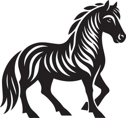 Black and White Berber Horse Vector Illustration – High-Quality Line Art Design