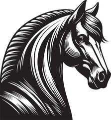 Black and White Berber Horse Vector Illustration – High-Quality Line Art Design