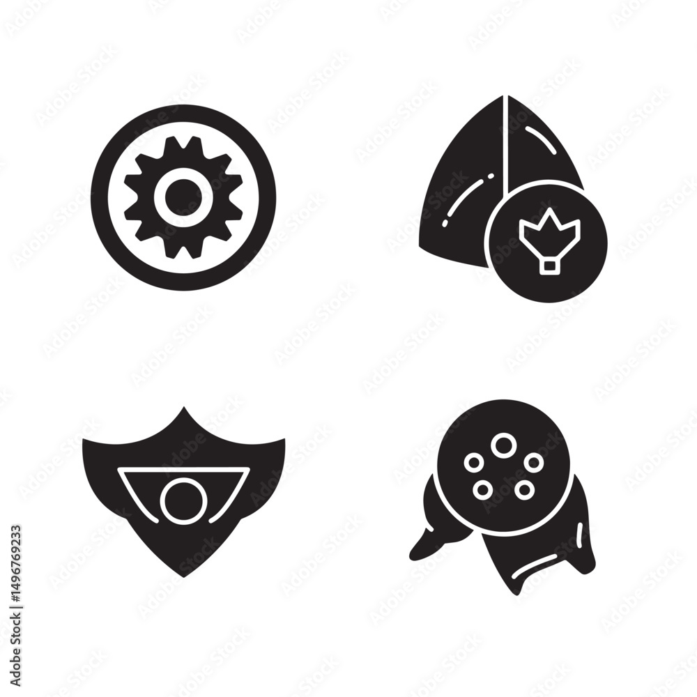 Poster vector icons representing diverse concepts in simple silhouette style for design and branding