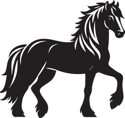Black and White Berber Horse Vector Illustration – High-Quality Line Art Design