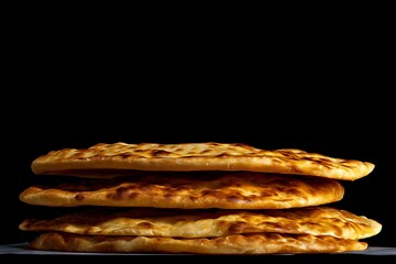 Stack of freshly baked flatbread breads