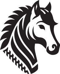 Black and White Berber Horse Vector Illustration – High-Quality Line Art Design