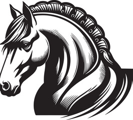 Black and White Berber Horse Vector Illustration – High-Quality Line Art Design