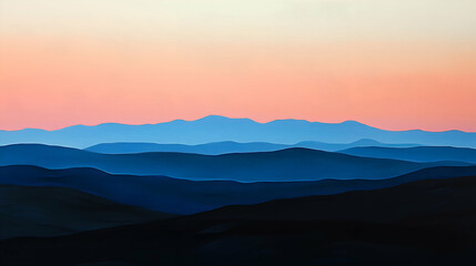 Fototapeta premium tranquil mountain range under warm sunset glow wallpaper
