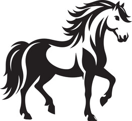 Black and White Berber Horse Vector Illustration – High-Quality Line Art Design