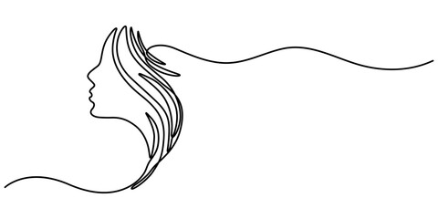 woman face continuous one line drawing, Abstract woman face continuous line drawing minimalism style isolated on white background, Abstract female face rendered in one continuous line minimalist. 