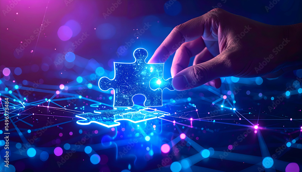Poster connecting the dots solving complex puzzles with innovative solutions