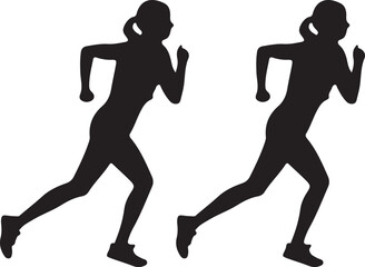 Woman running silhouette vector Illustration icon on white background. 