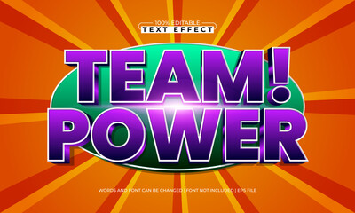 team power editable text effect with a game and match text style