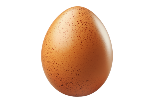 Speckled egg with natural pattern and smooth surface, isolated on white transparent background. Concept of nature, wildlife, and reproduction