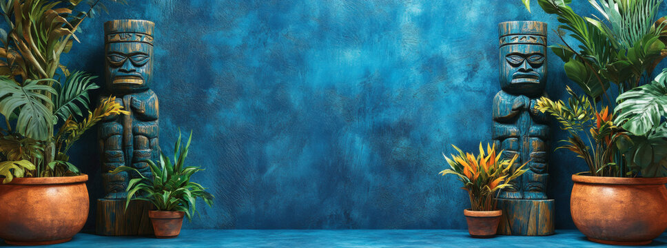 Luau Personalize, Fill in the Blank, Tiki design Template Illustration and backgrounds for party and celebration printed
