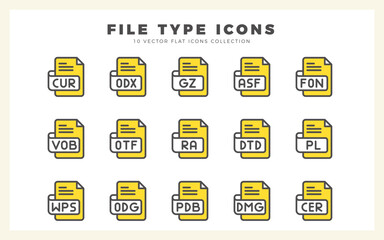 15 File Type Two Color icon pack. vector illustration.