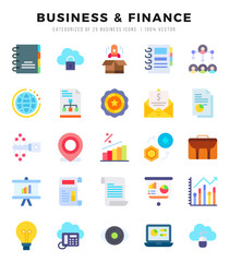 Business & Finance Icon Pack 25 Vector Symbols for Web Design.