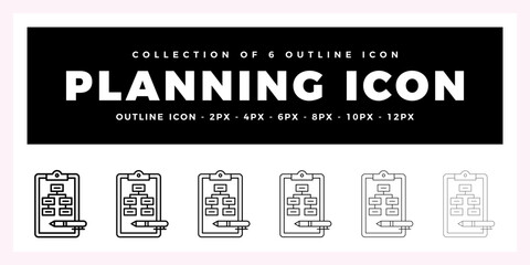 Pack of 6 Outline Vector planning icon
