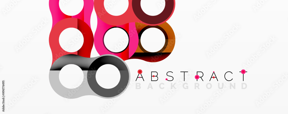 Poster colorful circles overlap, creating modern abstract design. white background enhances vibrant shapes,