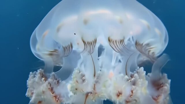 Beautiful Jellyfish Swimming Near Coral Reef Underwater Marine Life