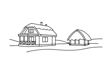 Hand Drawn Country Houses Outlines Sketchy Rustic Home Architecture Illustration