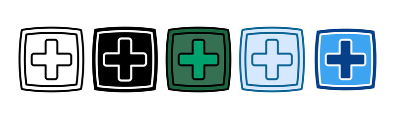 Medical Cross Icon Set Multiple Style Collection