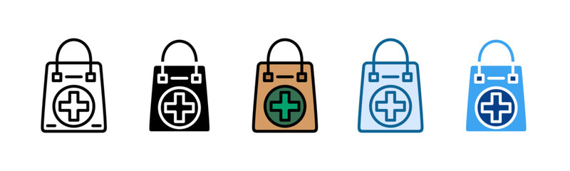Pharmacy Bag Icon Set Multiple Style Collection