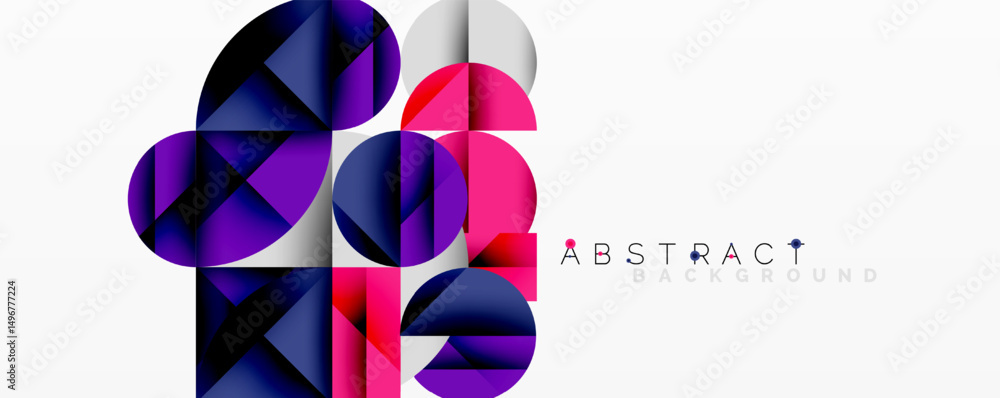 Poster modern geometric design. overlapping shapes create vibrant, colorful composition. minimalist style, 