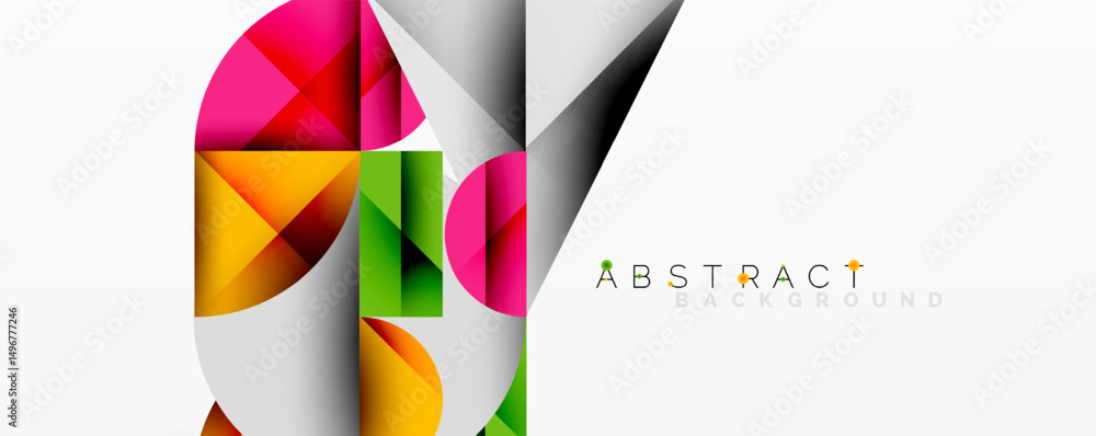 Aufkleber bright geometric shapes overlap, creating modern abstract design. white space provides clean contras