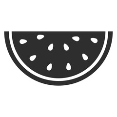 Black Watermelon fruit slice icon, Summer fruit icon, Vector illustration.