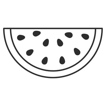 recommend clip art: Watermelon fruit slice icon, Summer fruit outline simple icon, Vector illustration.
