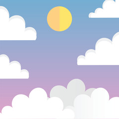 Sky with Sun and Clouds Background