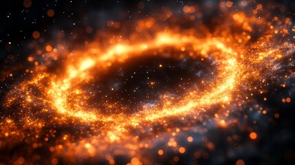 Naklejka premium Celestial Blaze: Witness an awe-inspiring cosmic display of fire and energy, where celestial bodies collide in a symphony of light, color, and movement, invoking a sense of wonder and the unknown.