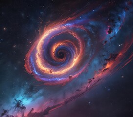 Swirling nebulae in vibrant hues, cosmic dust trails ,  abstract,  background
