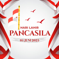 Design Indonesia Pancasila Day 01 june 2025  poster template element vector 